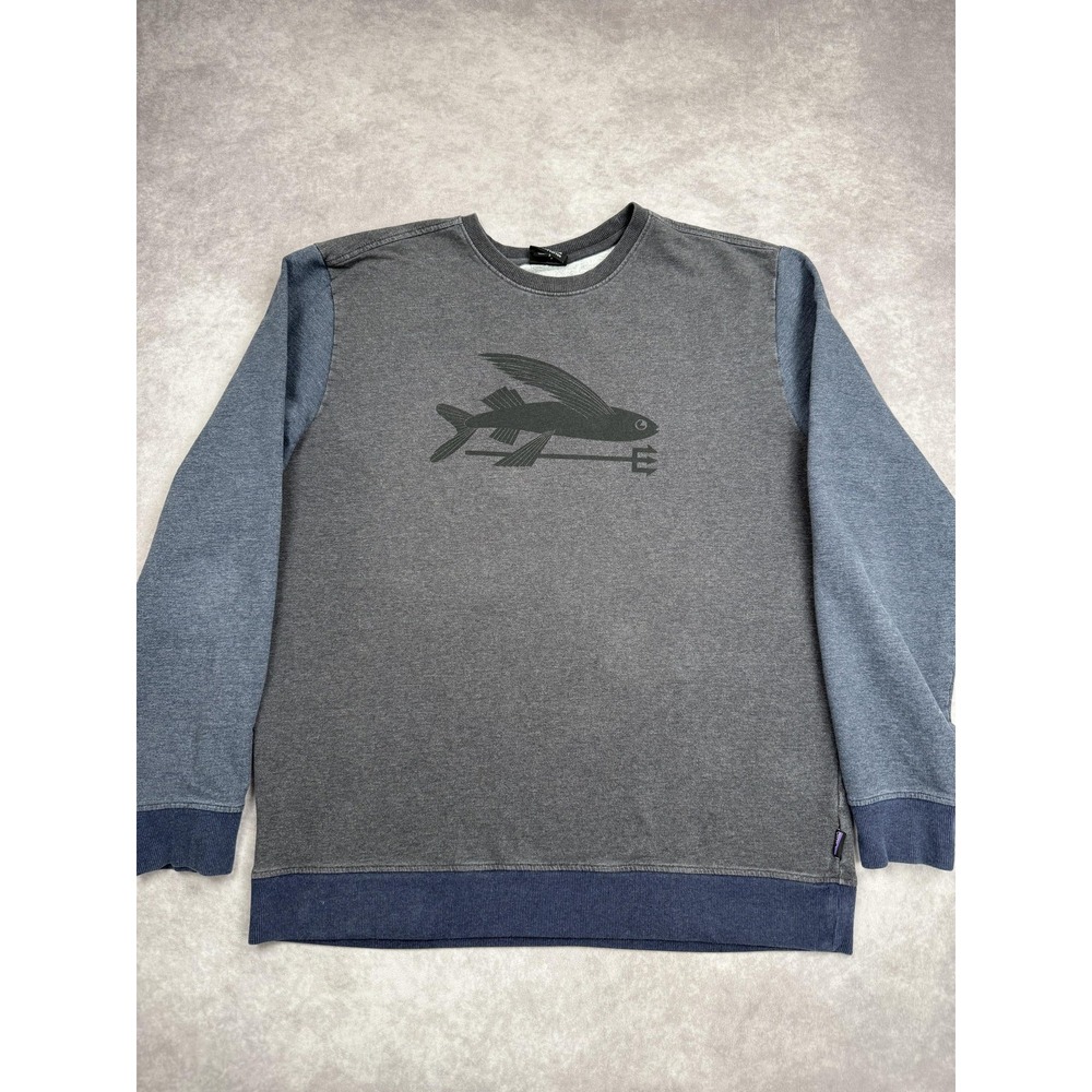 Patagonia Sweater Mens Large Flying Fish Crewneck Pullover Organic‎ Cotton